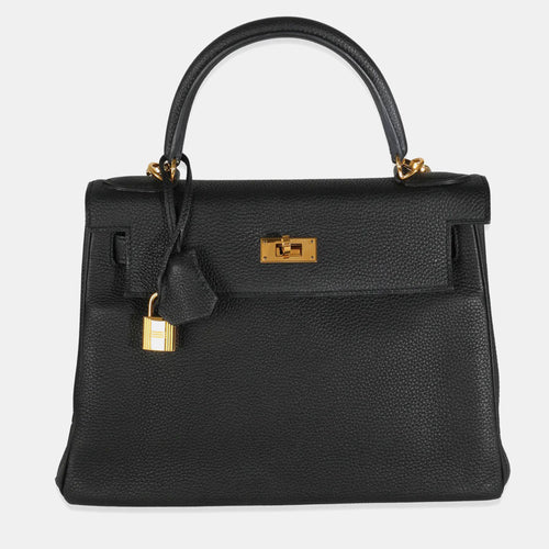 Black Togo Retourne Kelly 28 GHW Bag