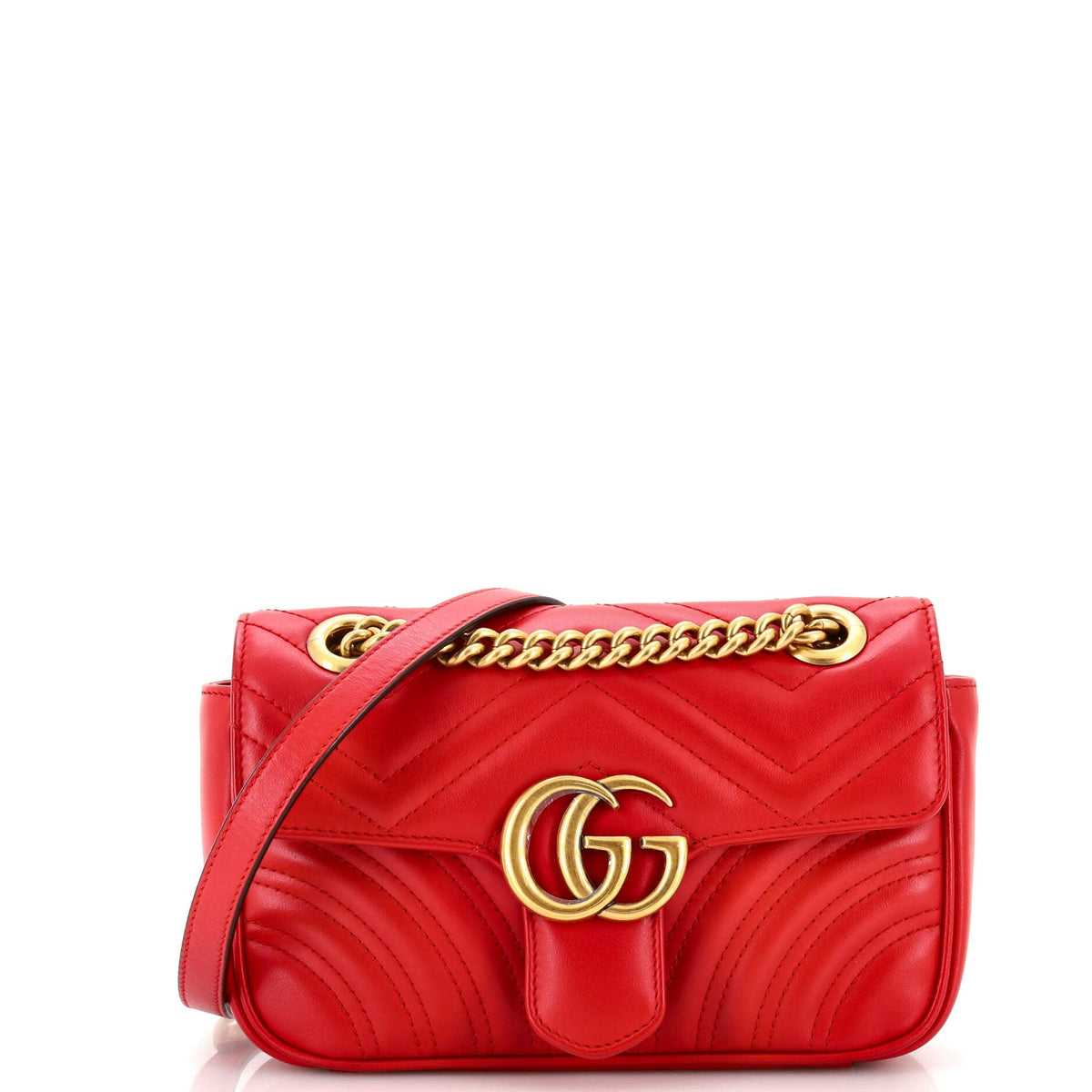 Gucci GUCCI GG Marmont Flap Bag Matelasse Leather Mini