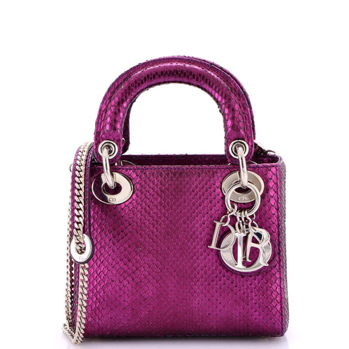 Lady Dior Chain Bag Metallic Snakeskin Mini