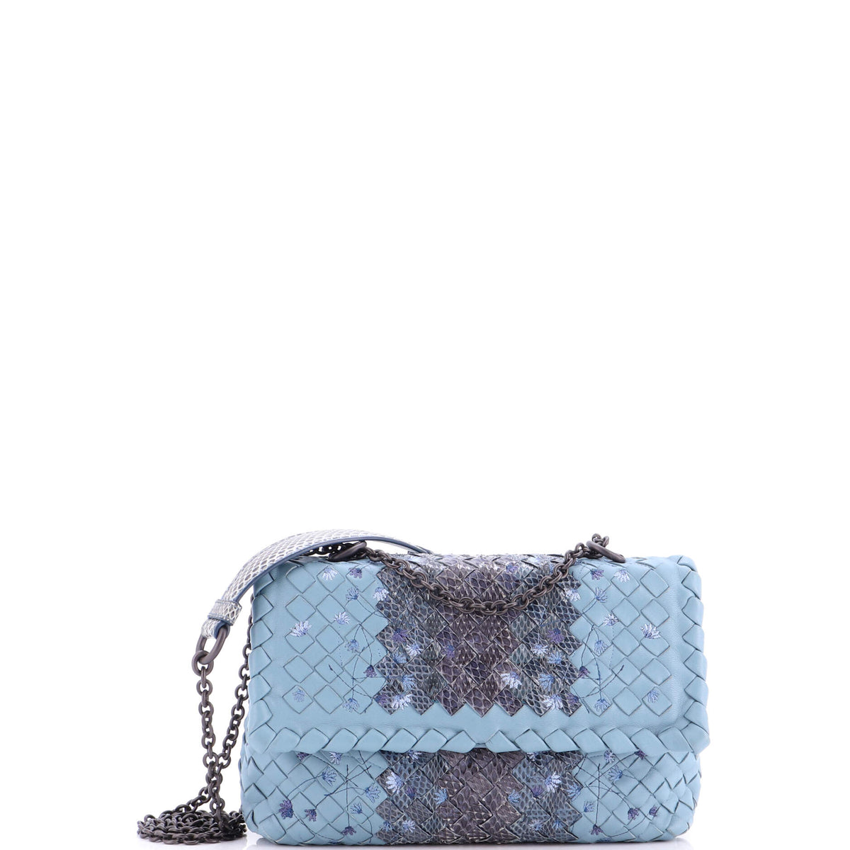 Bottega Veneta Olimpia Crossbody Bag Intrecciato Nappa with Snakeskin Small