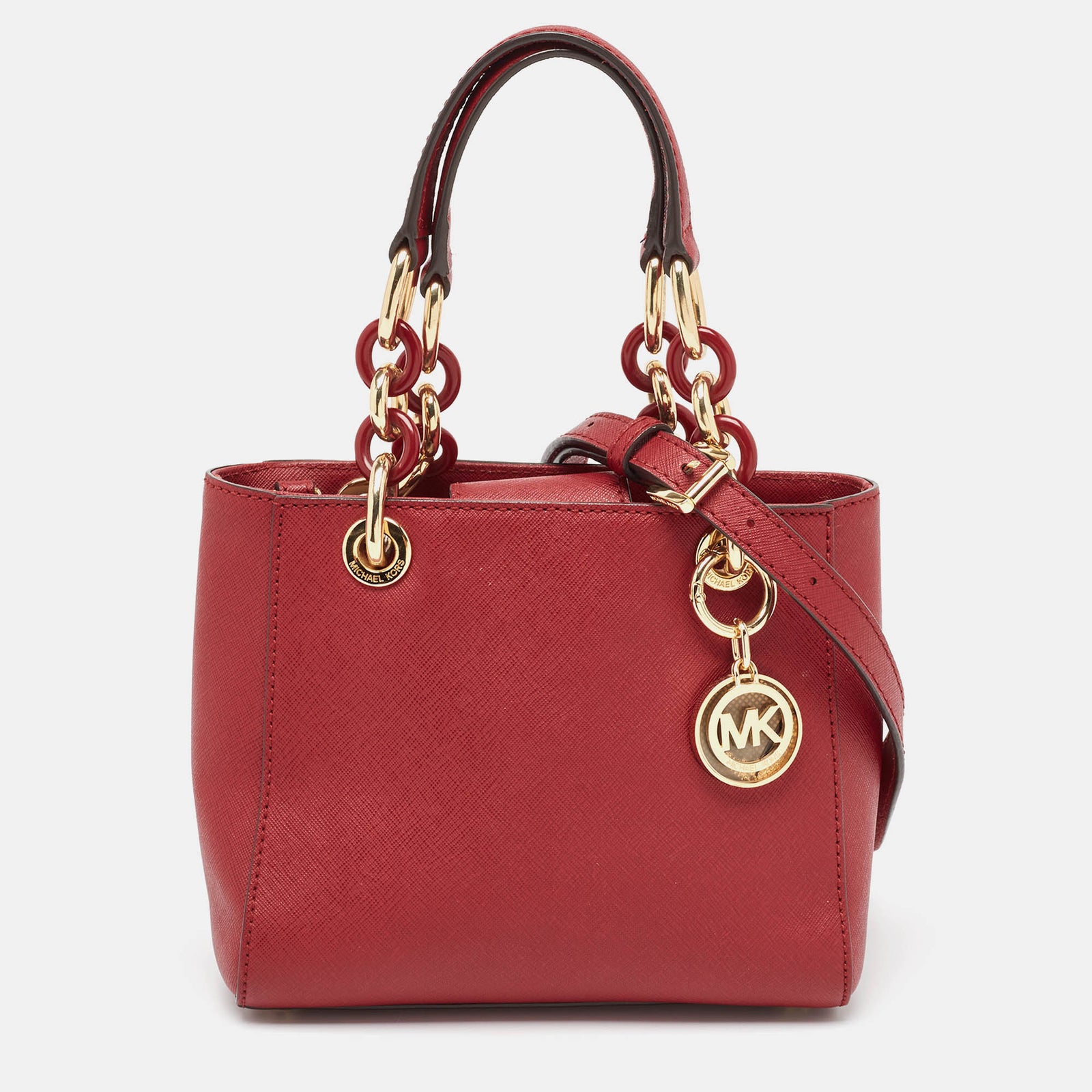 Michael Kors Red Leather Mini Cynthia Tote