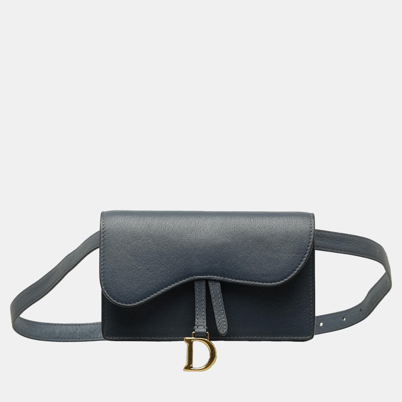 Dior Blue Leather Saddle Belt Bag