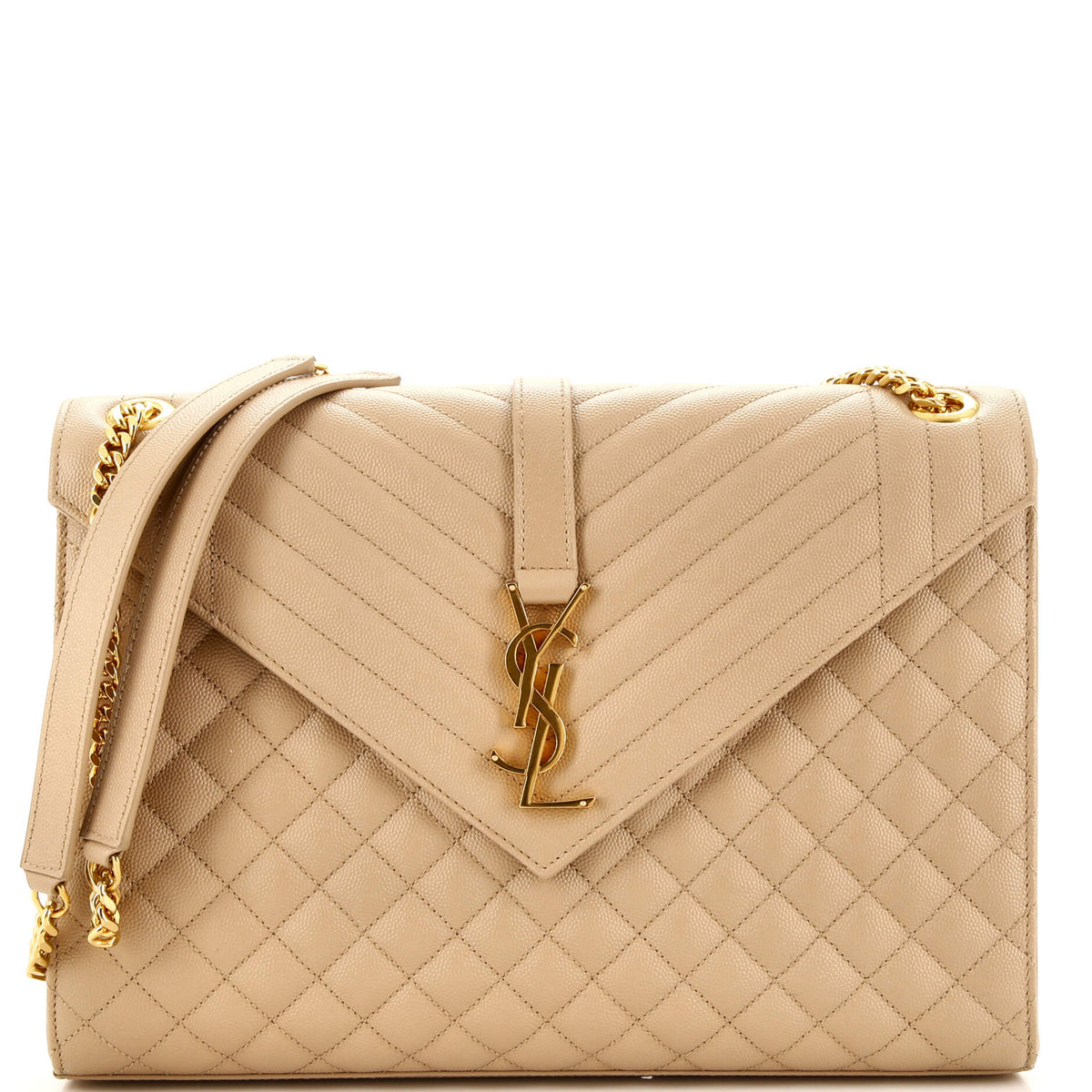 Saint Laurent Classic Monogram Envelope Satchel Mixed Matelasse Leather Large