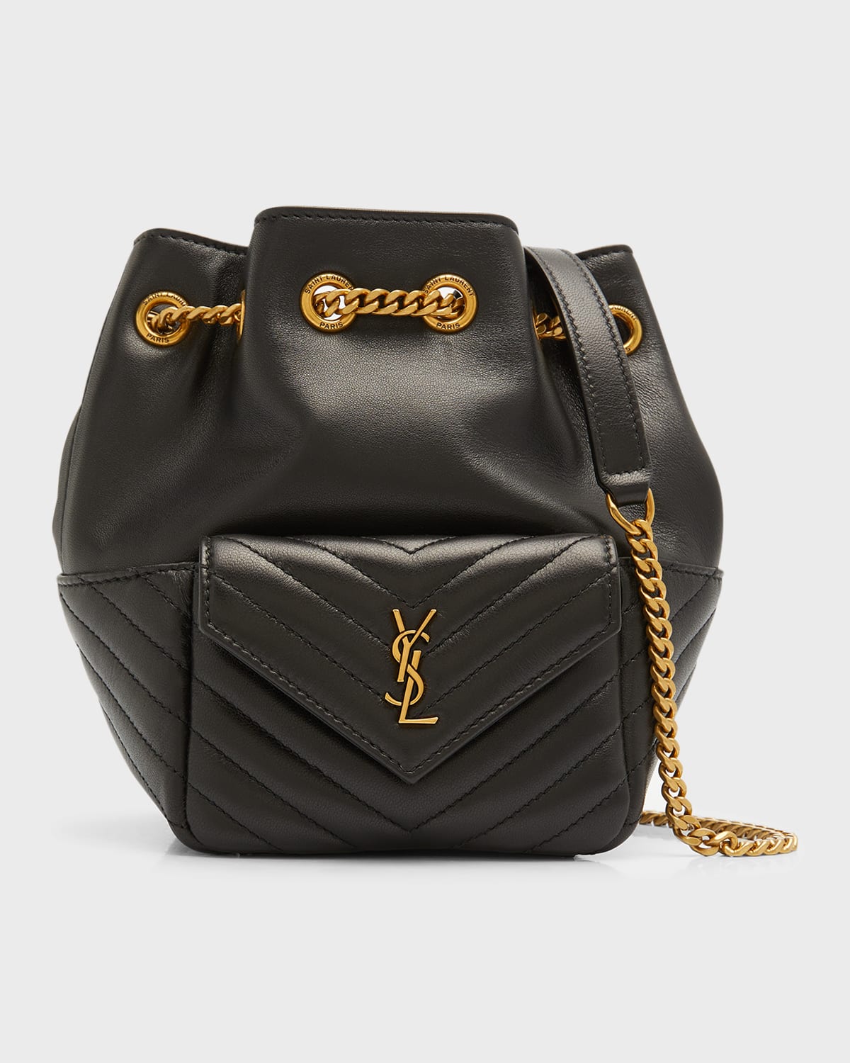 Saint Laurent Joe Mini YSL Bucket Bag in Smooth Leather