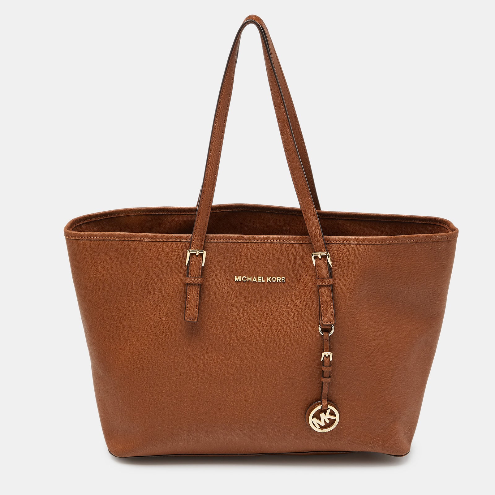 Michael Kors Brown Leather Jet Set  Shopper Tote