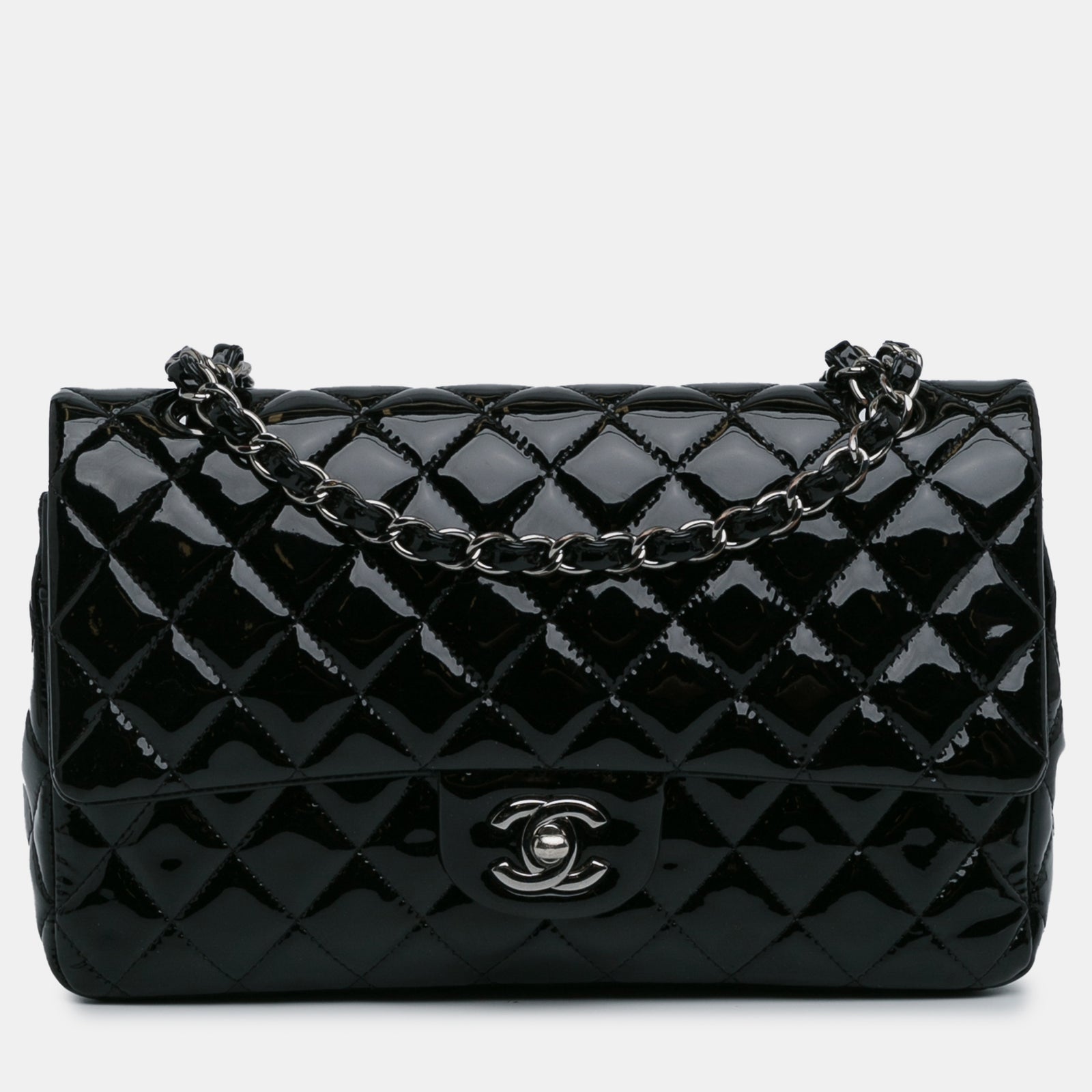 Chanel Mittelgroße klassische Lacktasche mit Doppelklappe