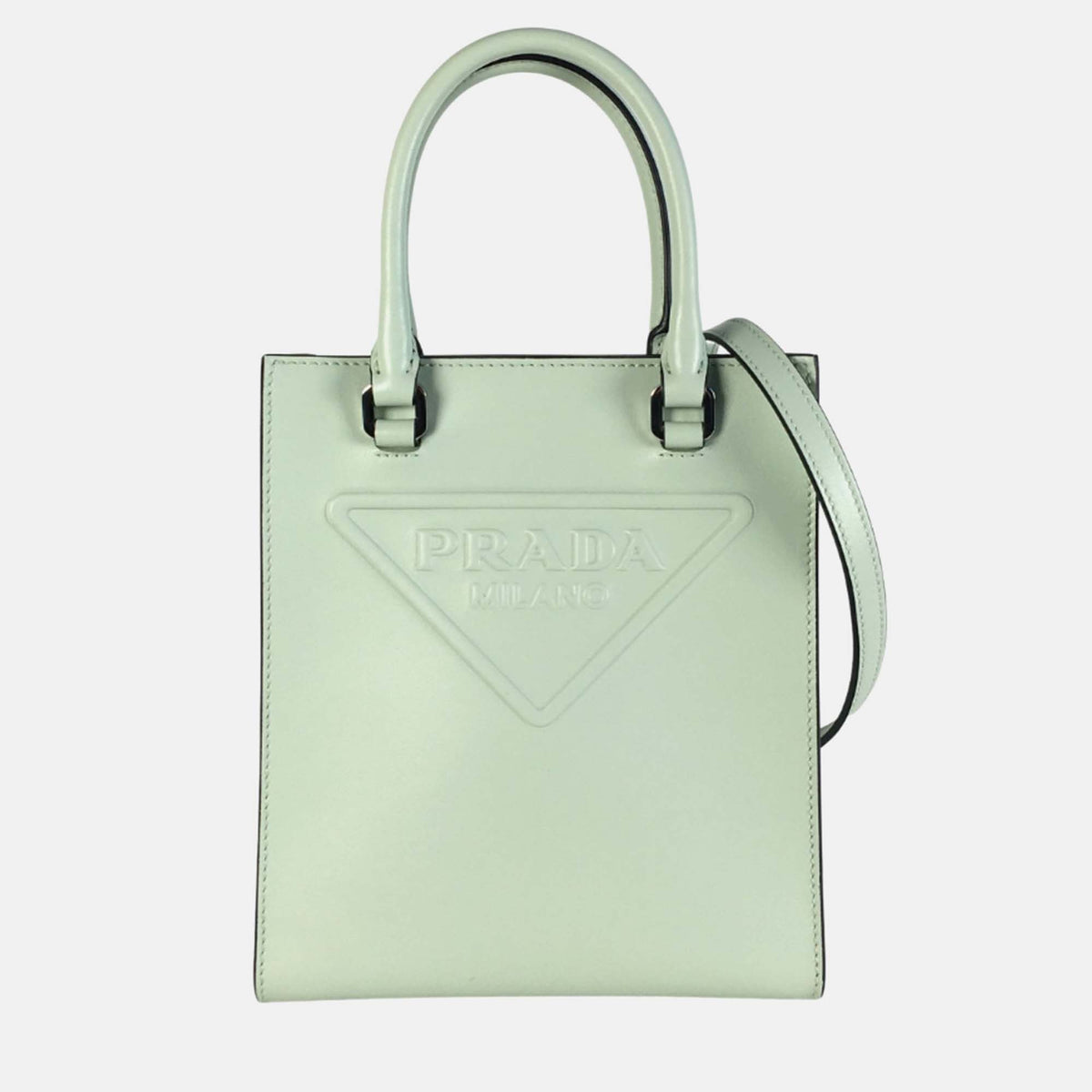 Prada Green Leather Mini Logo Drill Satchel
