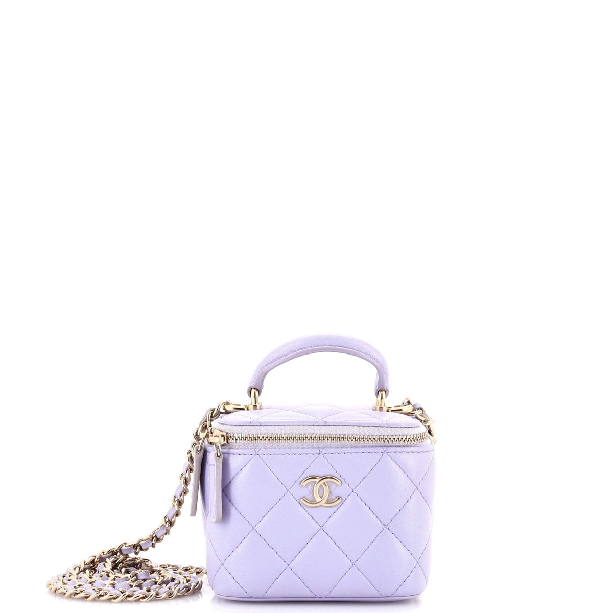 Chanel CHANEL Classic Top Handle Vanity Case with Chain Quilted Lambskin Mini