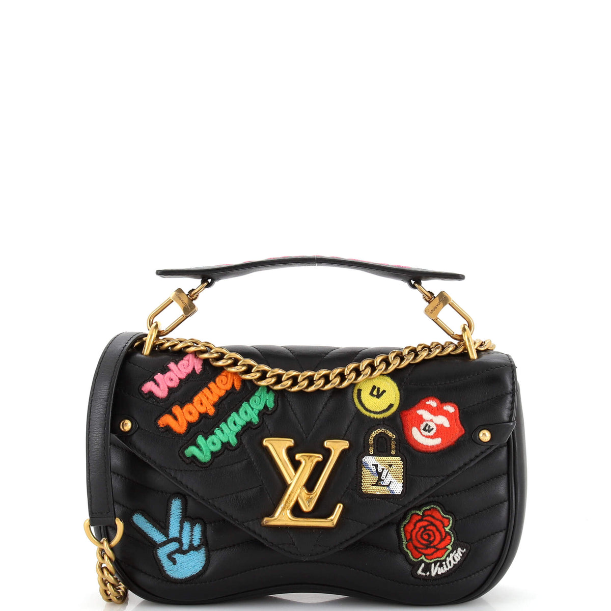 Louis Vuitton New Wave Chain Bag Limited Edition Patches Quilted Leather MM