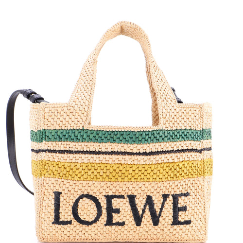 LOEWE Paula's Ibiza Logo Convertible Tote Raffia Small
