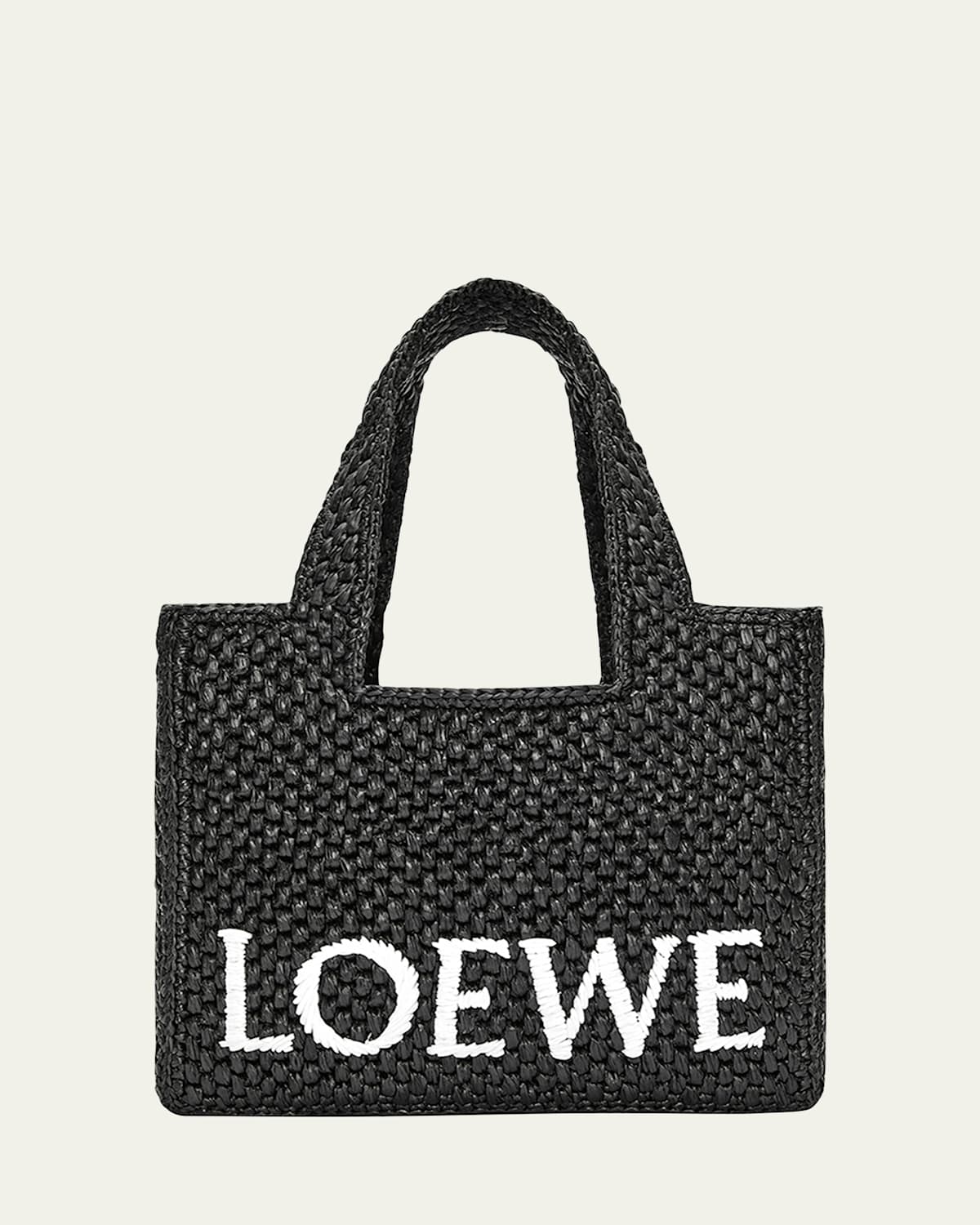 Loewe x Paula's Ibiza Font Logo Small Tote Bag in Raffia