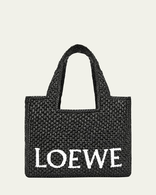 x Paula's Ibiza Font Logo Small Tote Bag in Raffia