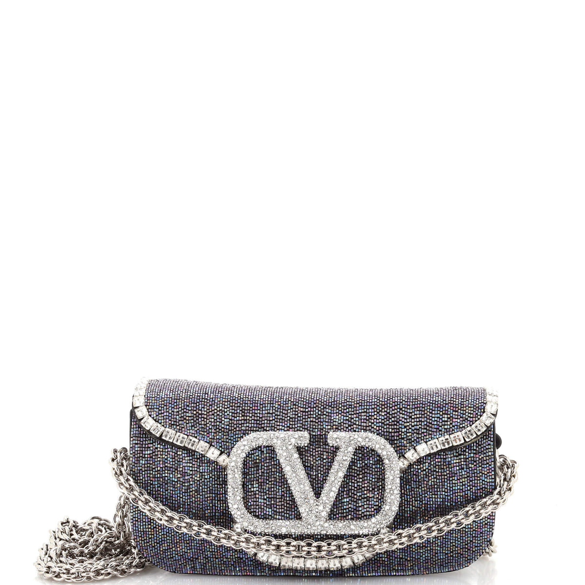 Valentino Garavani VALENTINO GARAVANI VLogo Loco Flap Shoulder Bag Embellished Leather Small