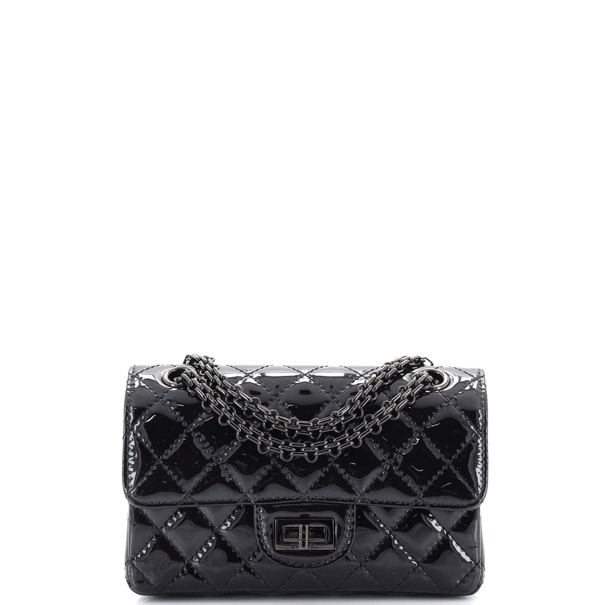 Chanel CHANEL So Black Reissue 2.55 Flap Bag Quilted Patent Mini