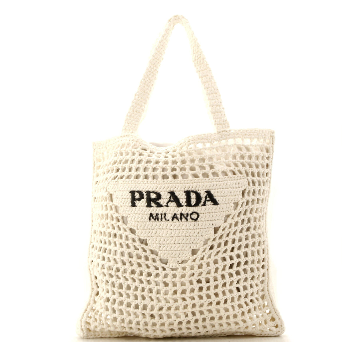 Prada PRADA Triangle Logo Open Tote Raffia