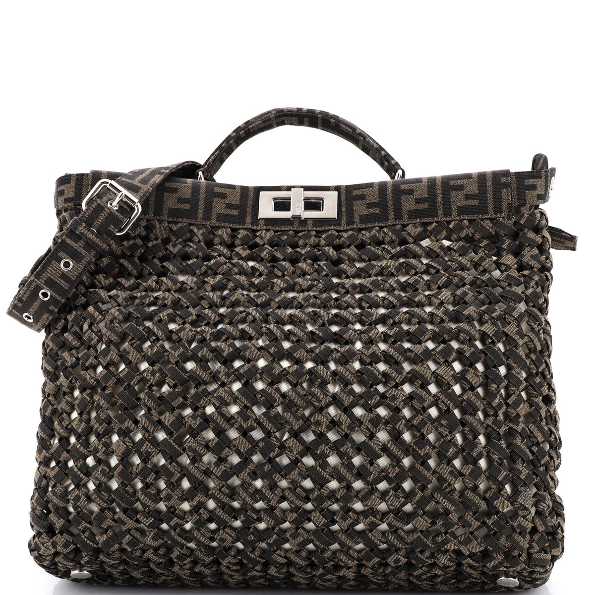 Fendi FENDI Peekaboo Bag Woven Zucca Canvas Medium