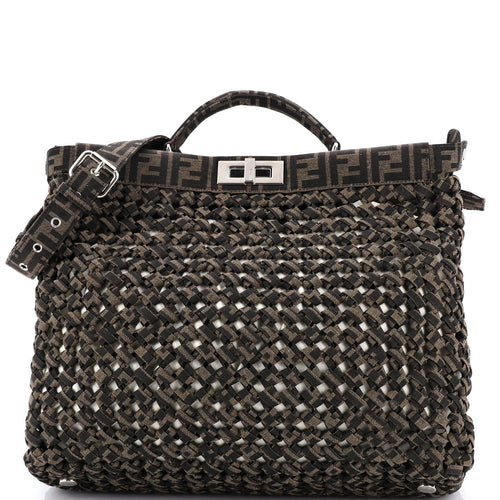 FENDI Peekaboo Bag Woven Zucca Canvas Medium