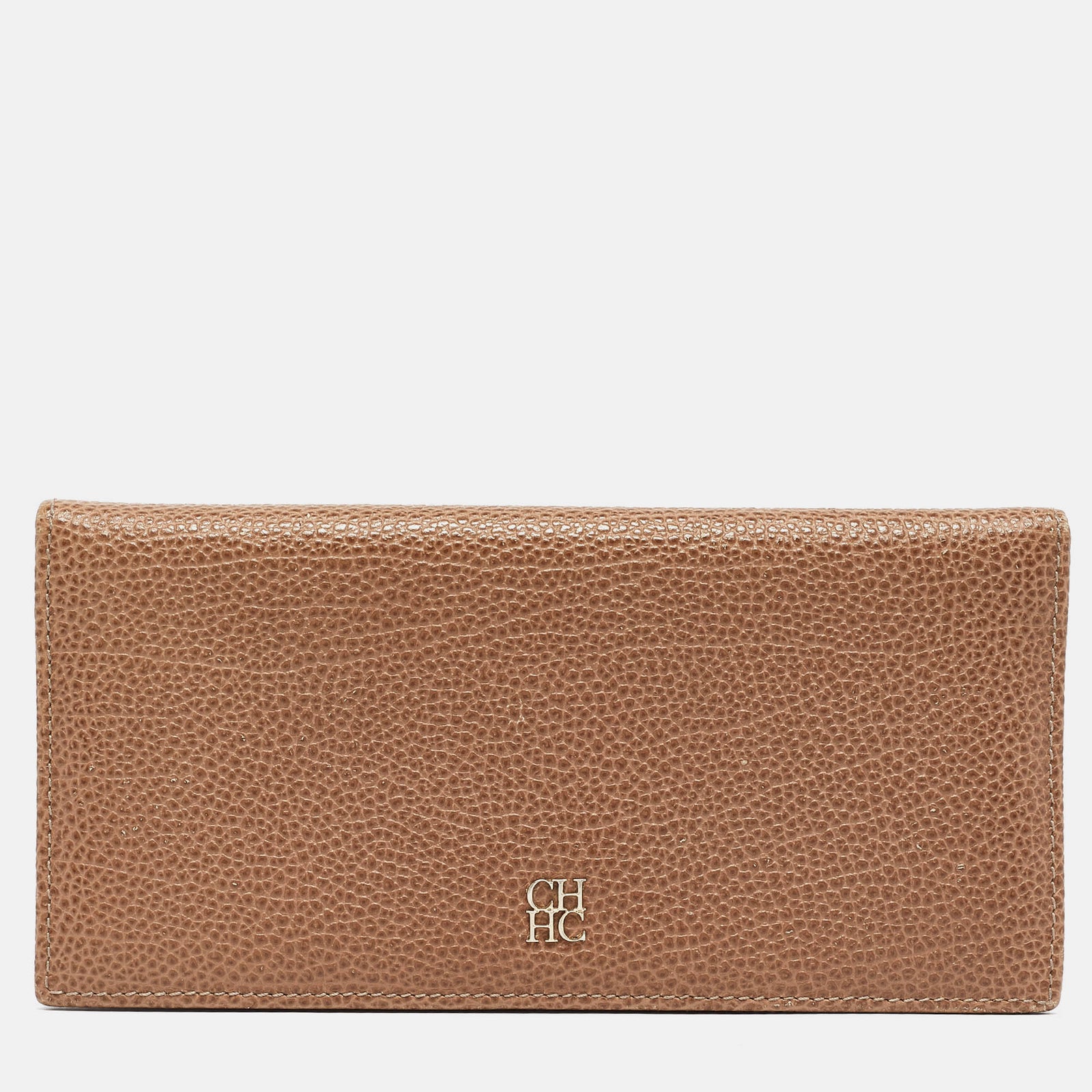 Ch Carolina Herrera Beige Leather Long Bifold Wallet