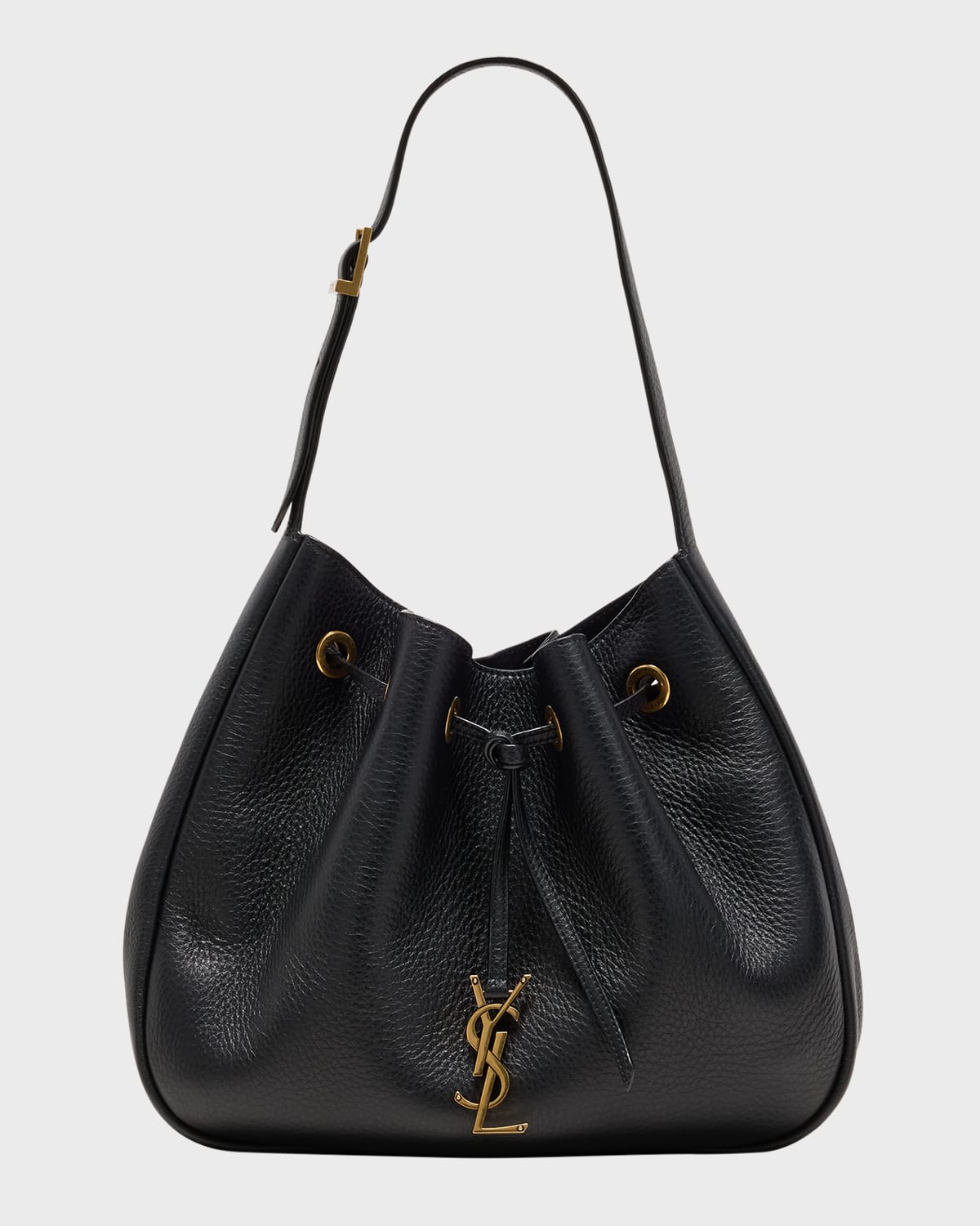 Saint Laurent Paris VII Small YSL Hobo Bag in Grained Deer Leather