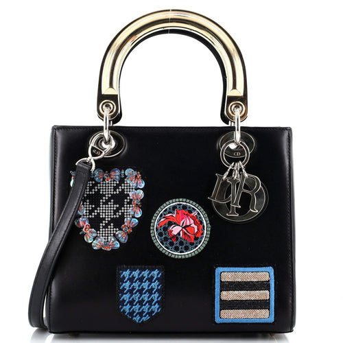 Lady Dior Bag Patch Embellished Leather Medium