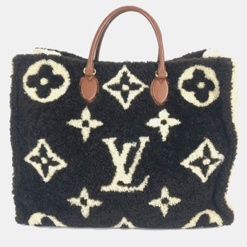 Brown Shearling Monogram Giant Onthego Teddy GM Tote Bag