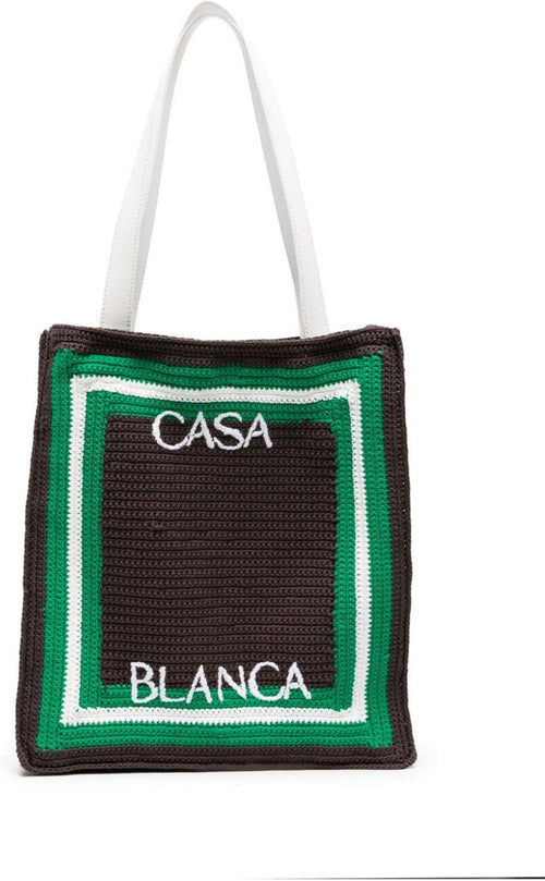 Women's Logo Embroidered Crochet Tote Bag | AF23BAG06101