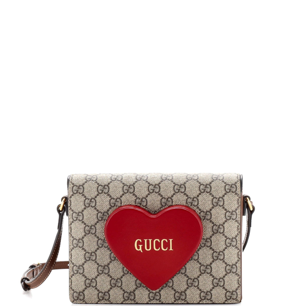Gucci GUCCI Logo Heart Crossbody Bag GG Coated Canvas