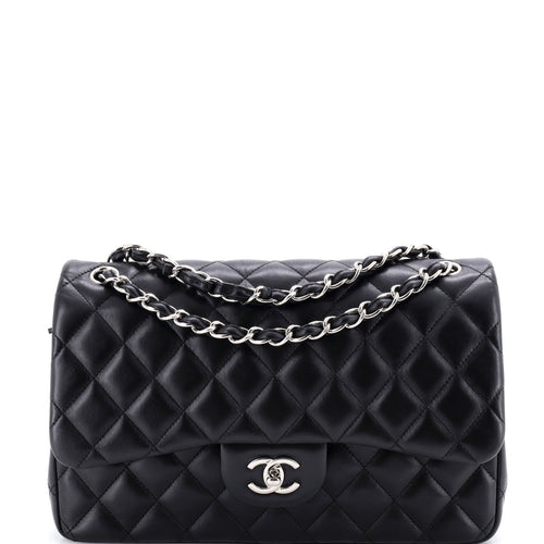 CHANEL Classic Double Flap Bag Quilted Lambskin Jumbo