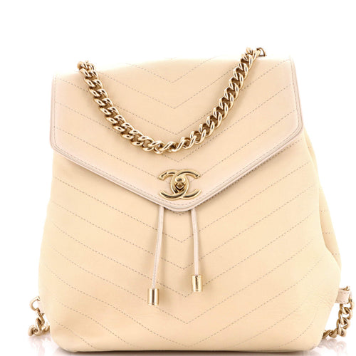 CHANEL Coco Chevron Backpack Stitched Calfskin Small