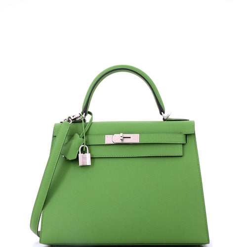 Kelly Handbag Vert Yucca Epsom with Palladium Hardware 28