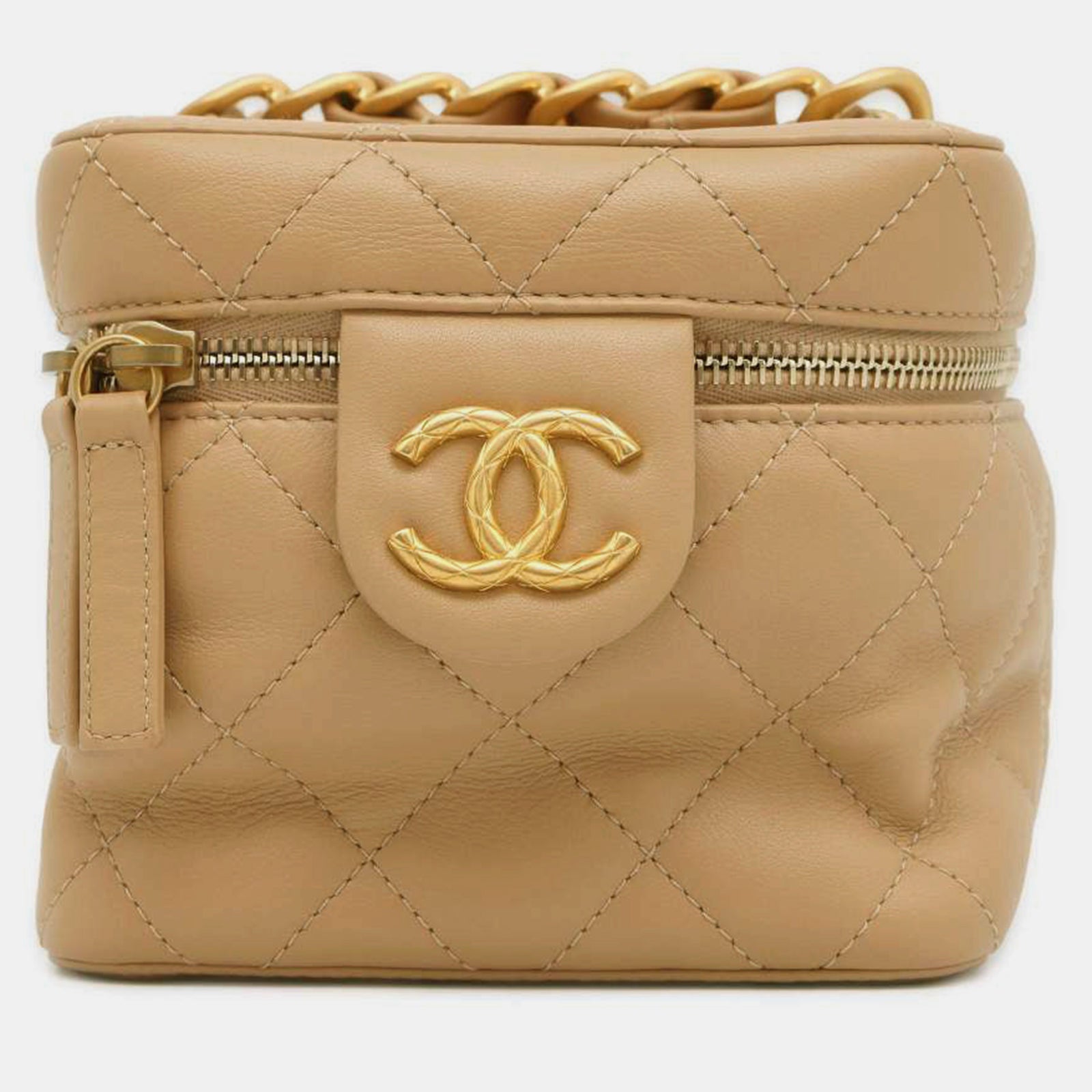 Chanel Beige Leather CC Vanity Case