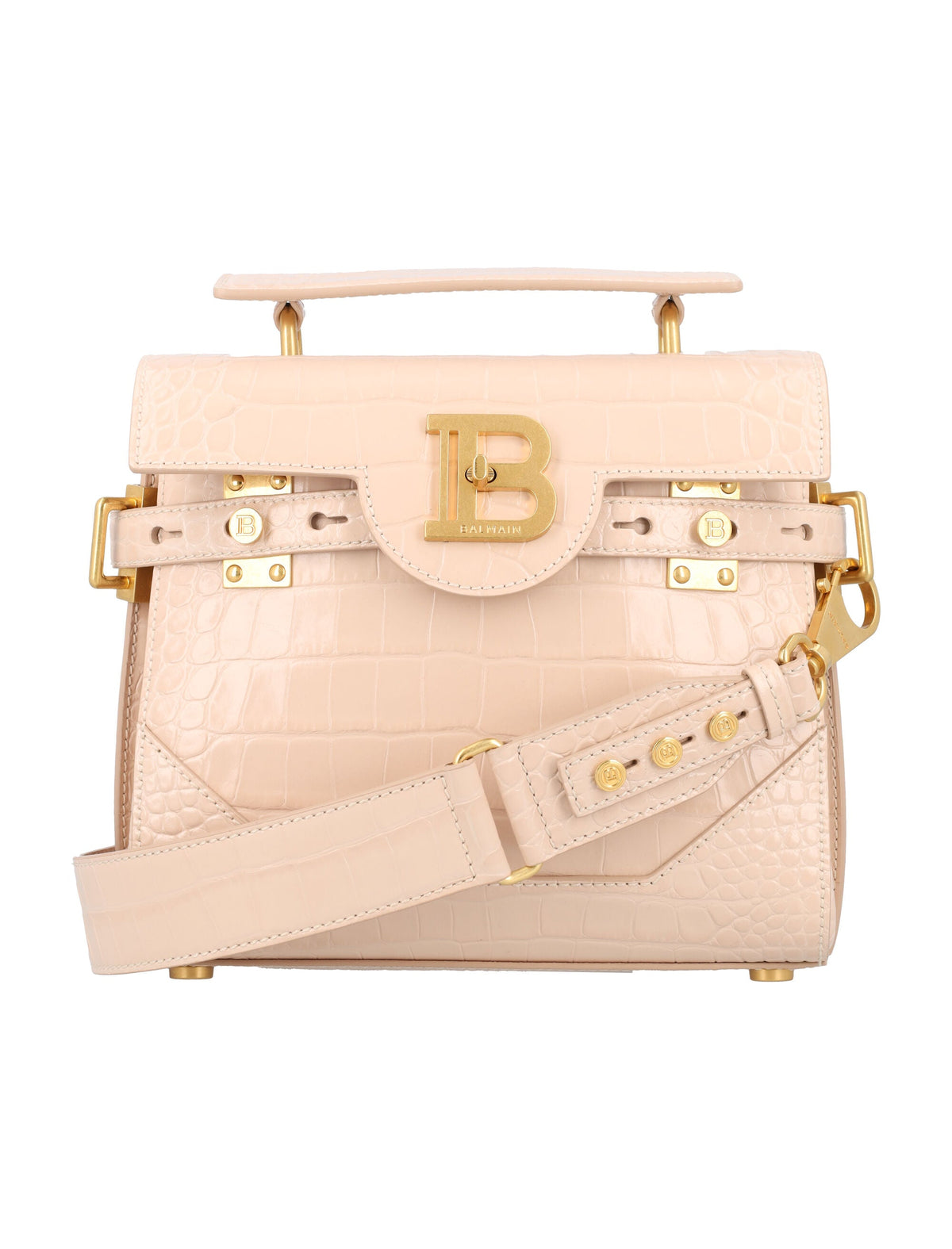 Balmain Women's B-Buzz 23 Crocco-Embossed Leather Bag in Nude | 24ADN1DB526LVCW Color 0AU