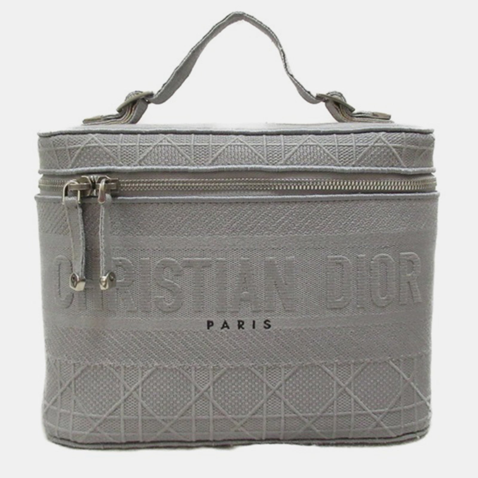 Dior Grey Cannage Embroidery Canvas DiorTravel Vanity Case Bag