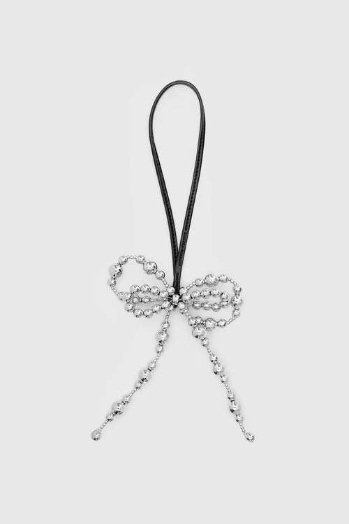 Double Bow Charm Bag In Silver
