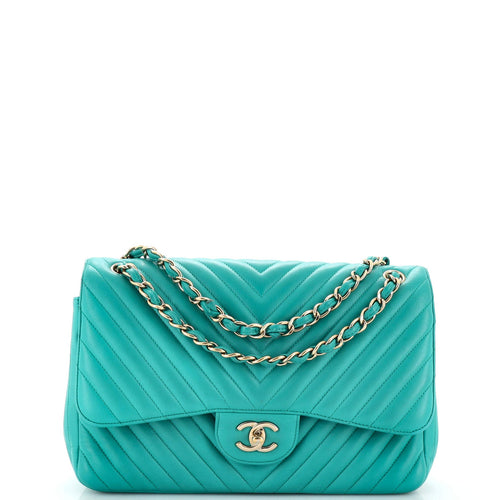 CHANEL Classic Double Flap Bag Chevron Lambskin Jumbo