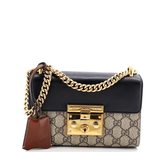 GUCCI Padlock Shoulder Bag GG Coated Canvas and Leather Small