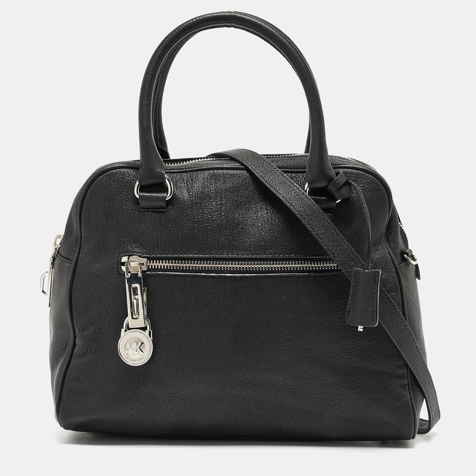 Michael Kors Black Leather Dome Top Handle Bag