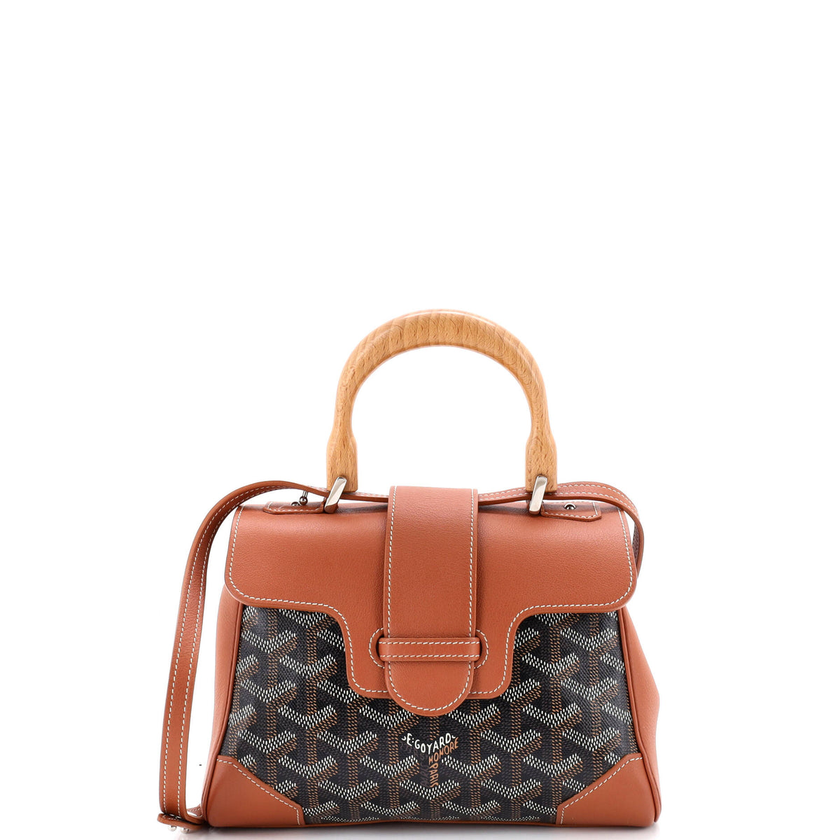 Goyard GOYARD Saigon Top Handle Bag Coated Canvas with Leather Mini