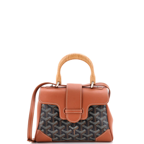 GOYARD Saigon Top Handle Bag Coated Canvas with Leather Mini