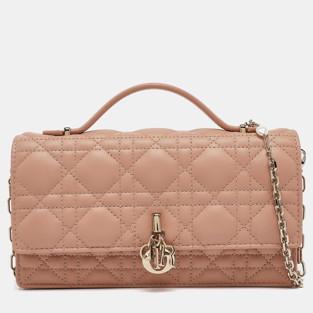 Dior Rose des Vents Cannage Leather Mini My Top Handle Bag