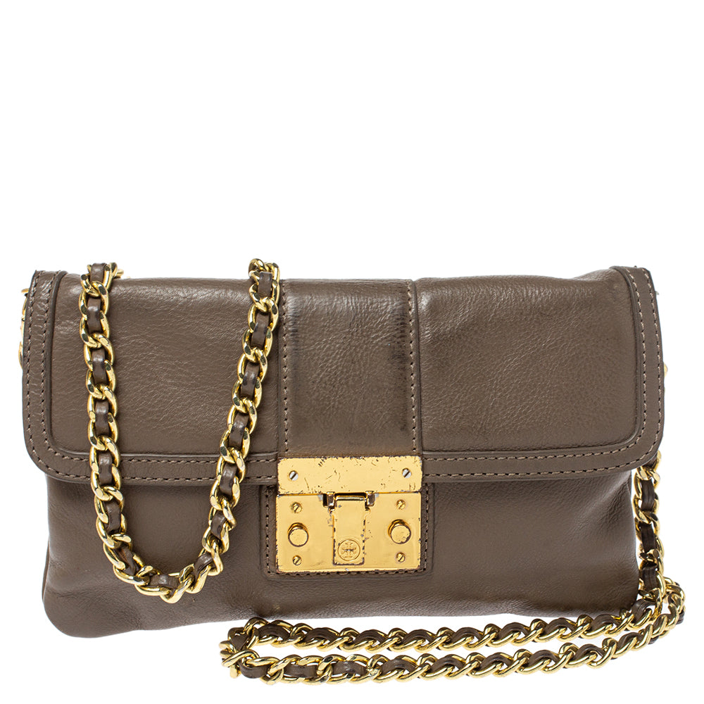 Tory Burch Beige Leather Crossbody Bag