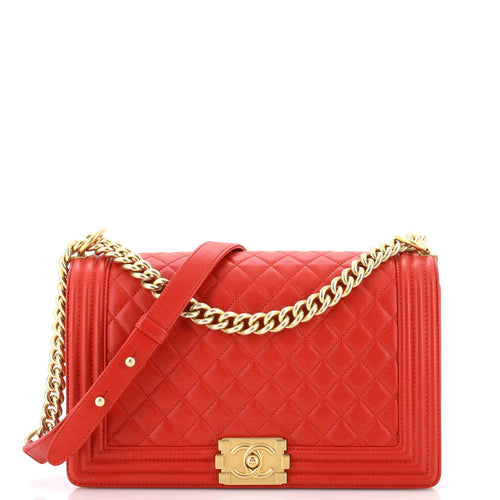 CHANEL Boy Flap Bag Quilted Lambskin Old Medium