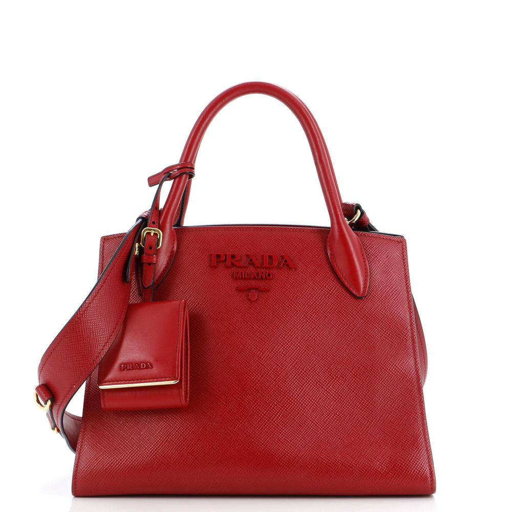 PRADA Monochrome Tote Saffiano with City Calf Small