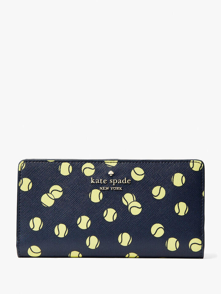 Kate Spade Au Tennis Toss Printed Large Slim Bifold Wallet