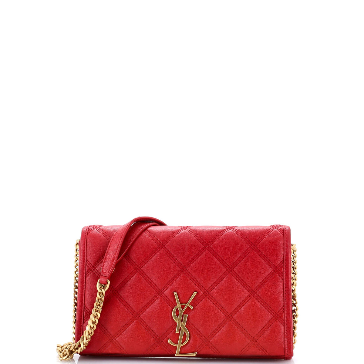 Saint Laurent Becky Chain Wallet Quilted Leather