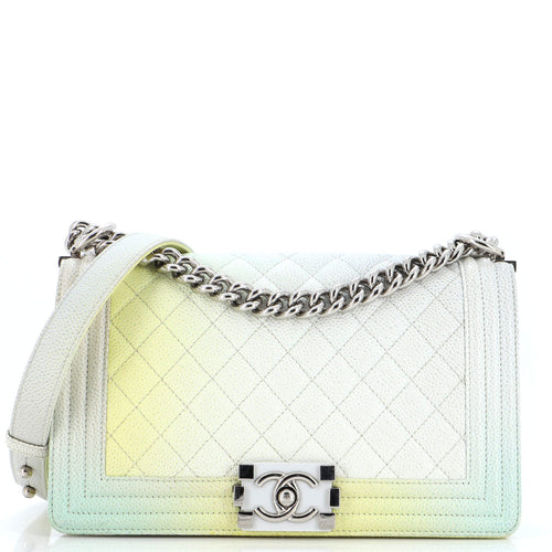 CHANEL Rainbow Boy Flap Bag Quilted Painted Caviar Old Medium