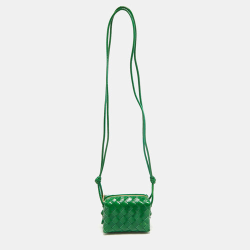 Green Intrecciato Patent Leather Candy Loop Crossbody Bag