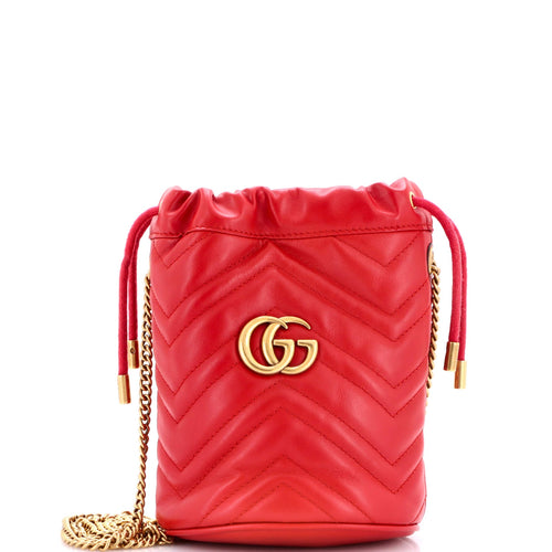 GUCCI GG Marmont Bucket Bag Matelasse Leather Mini