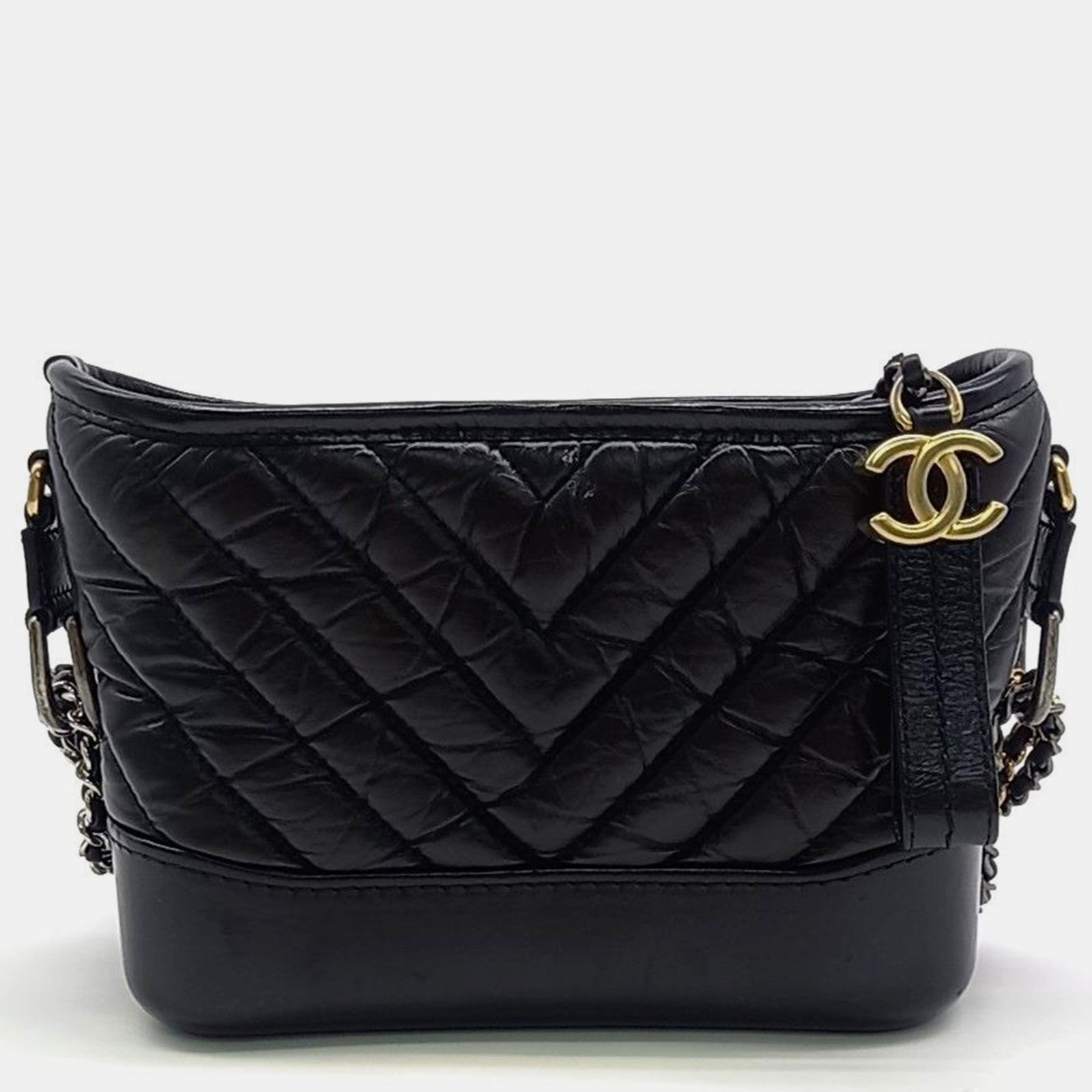 Chanel Black Leather Gabrielle Small Hobo Bag