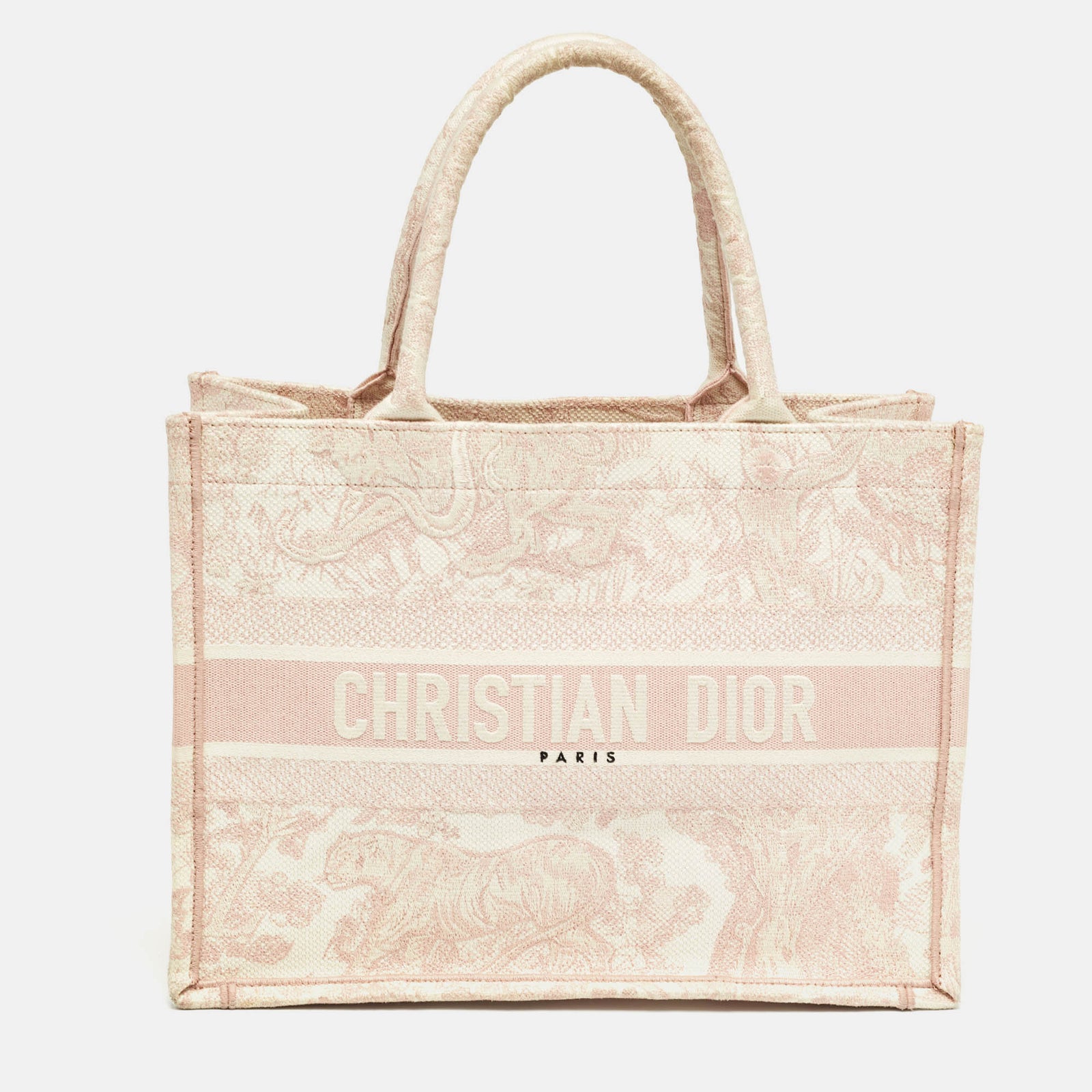 Dior Sac fourre-tout moyen en toile brodée rose